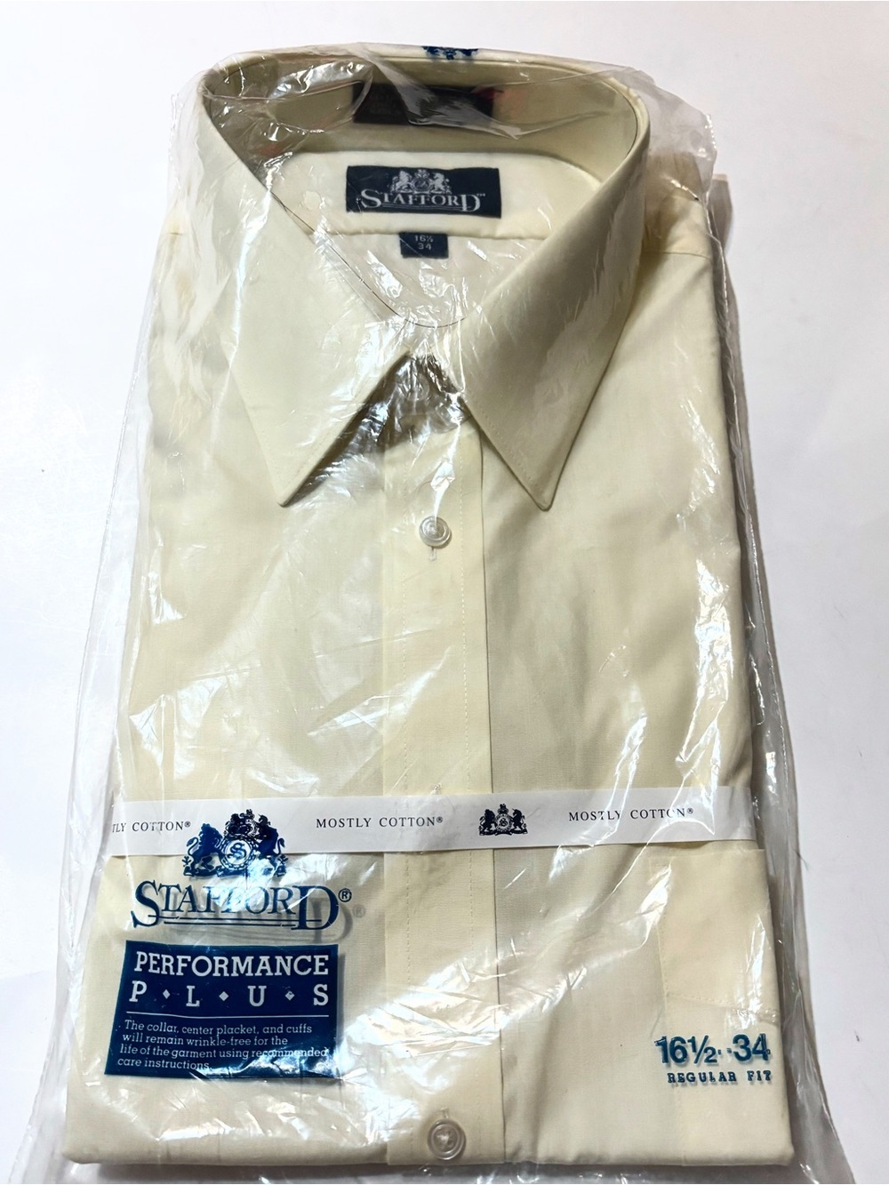 Stafford Cream Men's Dress Shirt - Point Collar